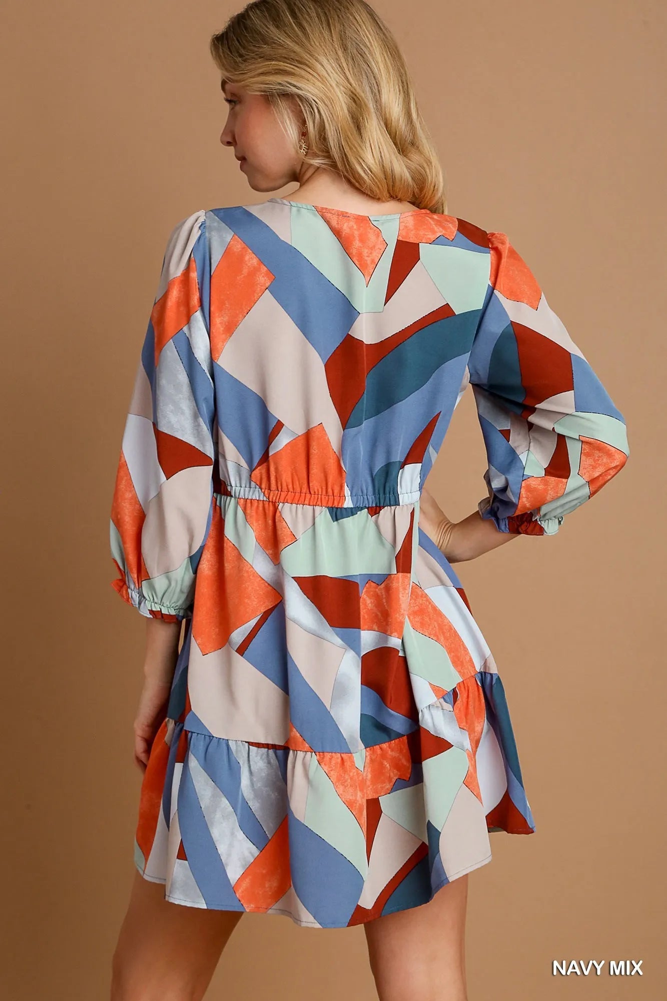 Image of Umgee Abstract V-Neck Tiered Printed Dress | Queeble.shop
