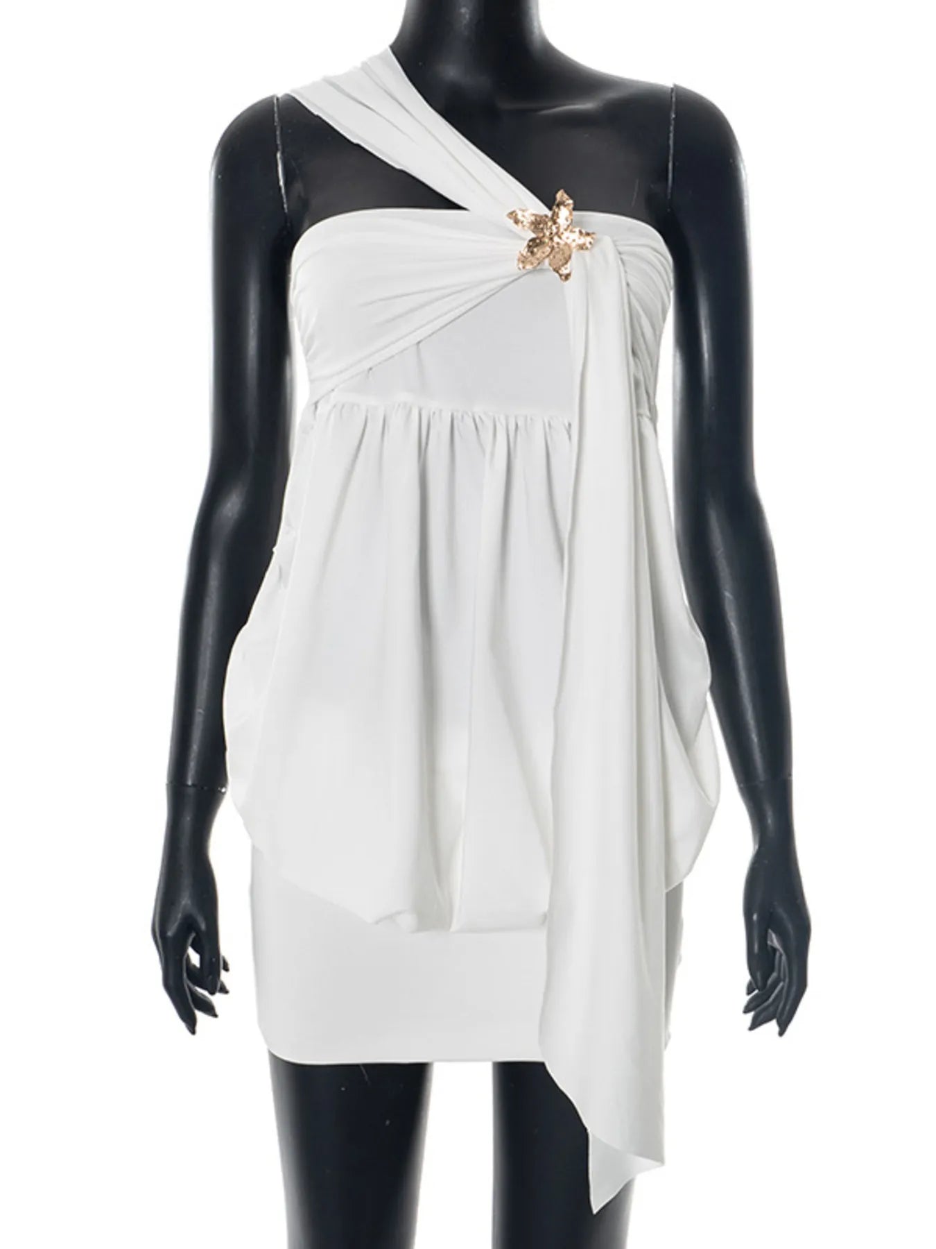 Image of Ruched One-Shoulder Mini Dress | Queeble.shop
