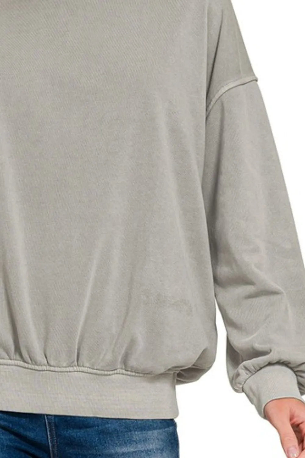 Image of Zenana Soft Fleece Pigment Dye Round-neck Sweatshirts | Queeble.shop