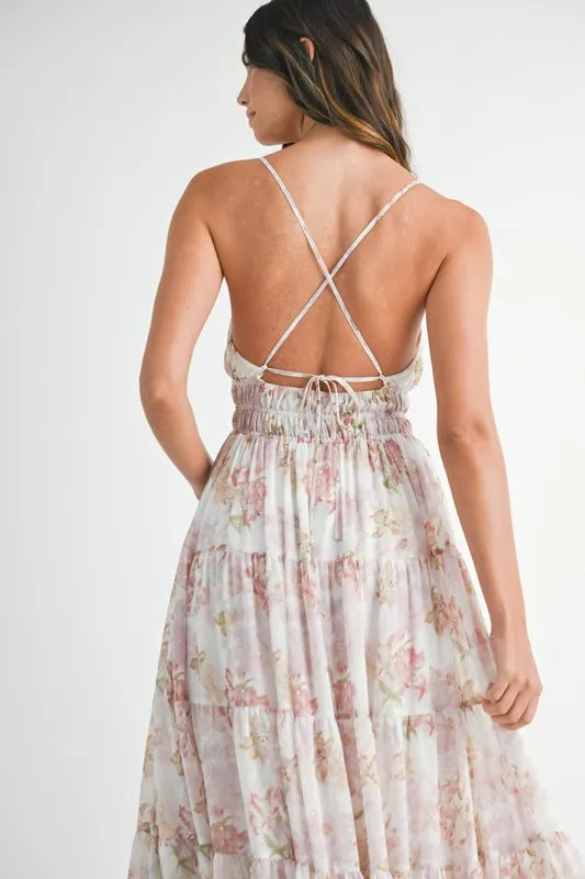 Image of MABLE Floral Print Tiered Cami Maxi Dress | Queeble.shop