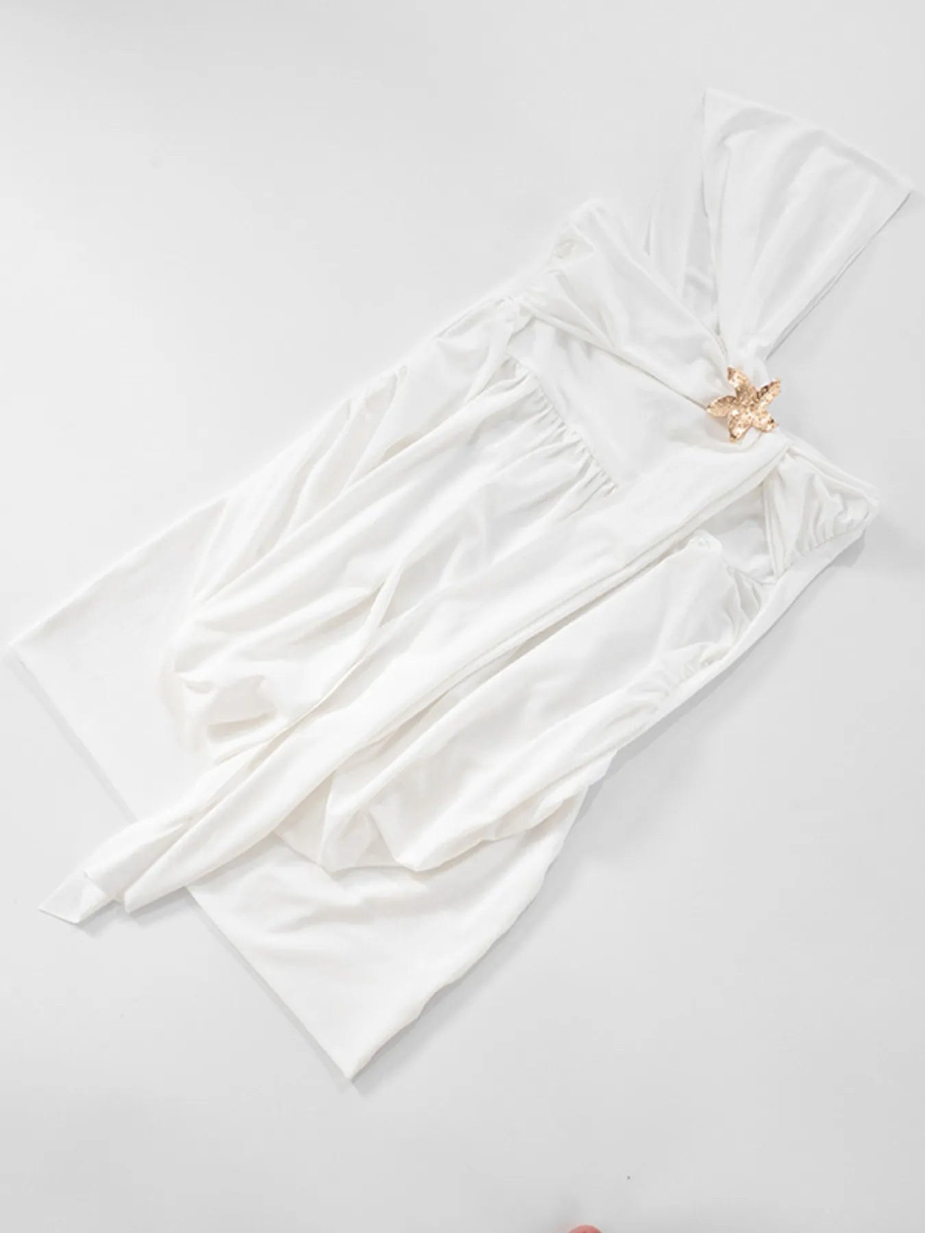Image of Ruched One-Shoulder Mini Dress | Queeble.shop