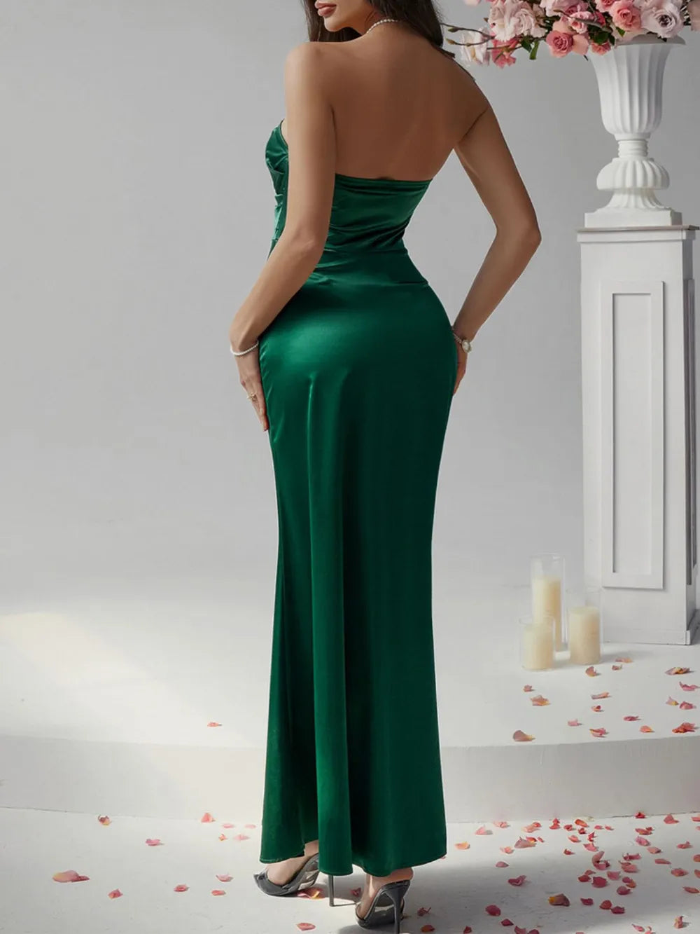 Image of Devine Ruched Tube Maxi Dress | Queeble.shop