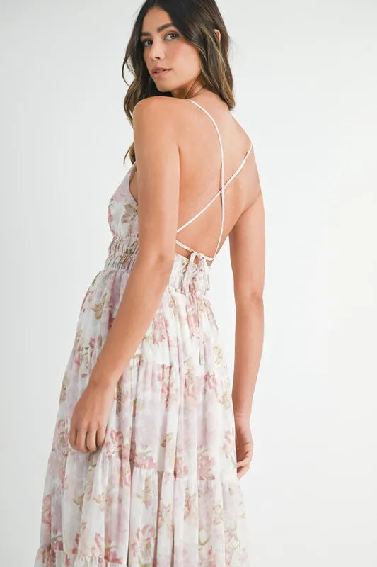 Image of MABLE Floral Print Tiered Cami Maxi Dress | Queeble.shop