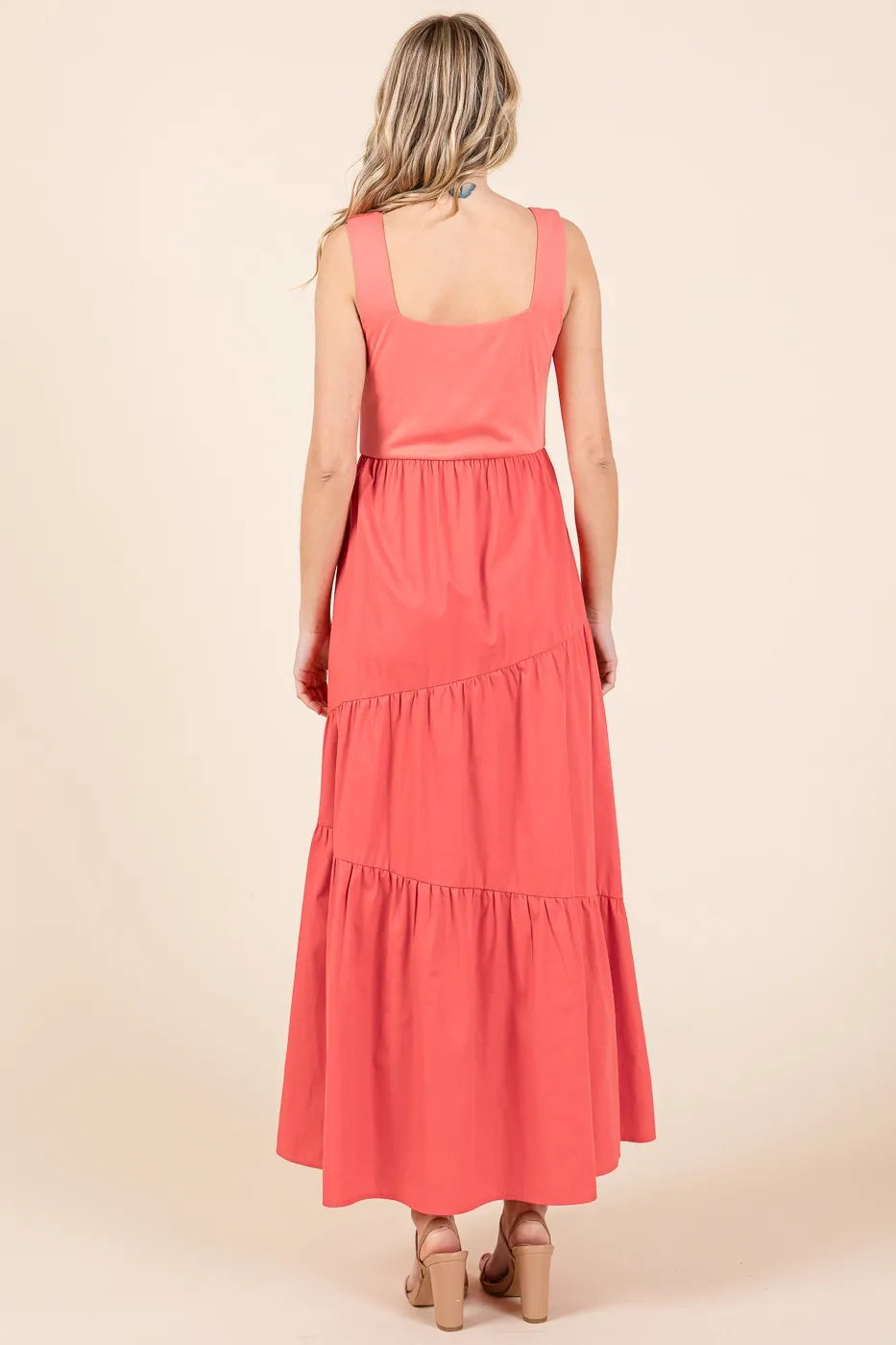 Image of Mittoshop Mix Media Square Neck Maxi Dress | Queeble.shop
