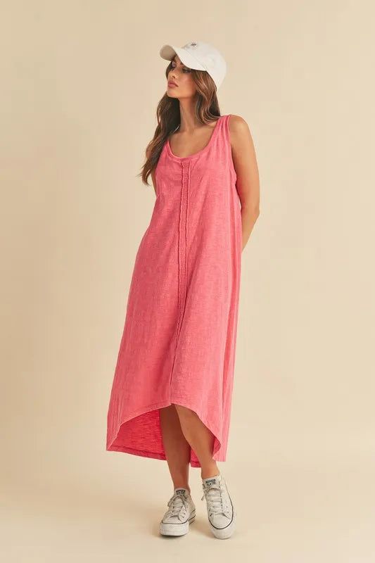 Image of Aemi + Co High-Low Hem Scoop Neck Midi Tank Dress | Queeble.shop