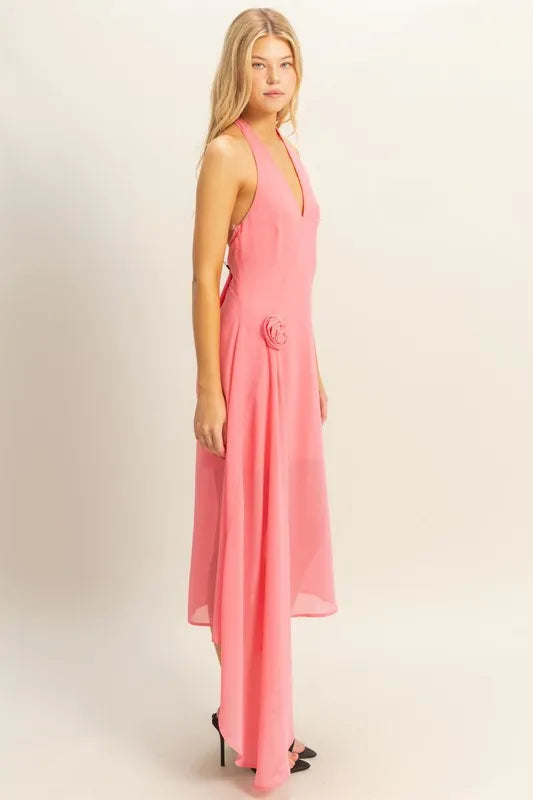 Image of HYFVE Chiffon Halter Asymmetrical Hem Dress | Queeble.shop