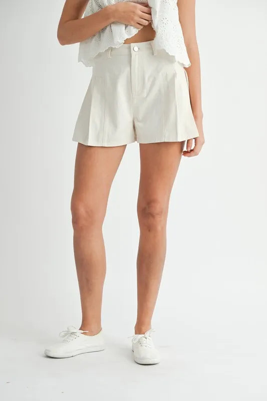 Image of MABLE Pleated High Waist Twill Shorts | Queeble.shop