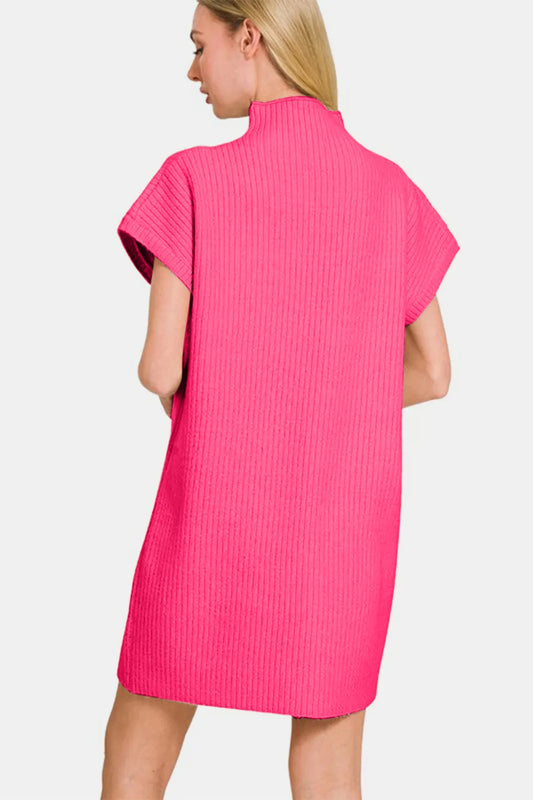 Image of Zenana Short Sleeve Sweater Mini Dress | Queeble.shop