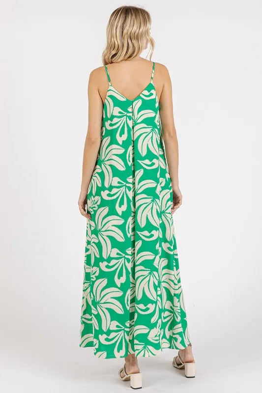 Image of Mittoshop Printed V-Neck Maxi Cami Dress with Pockets | Queeble.shop