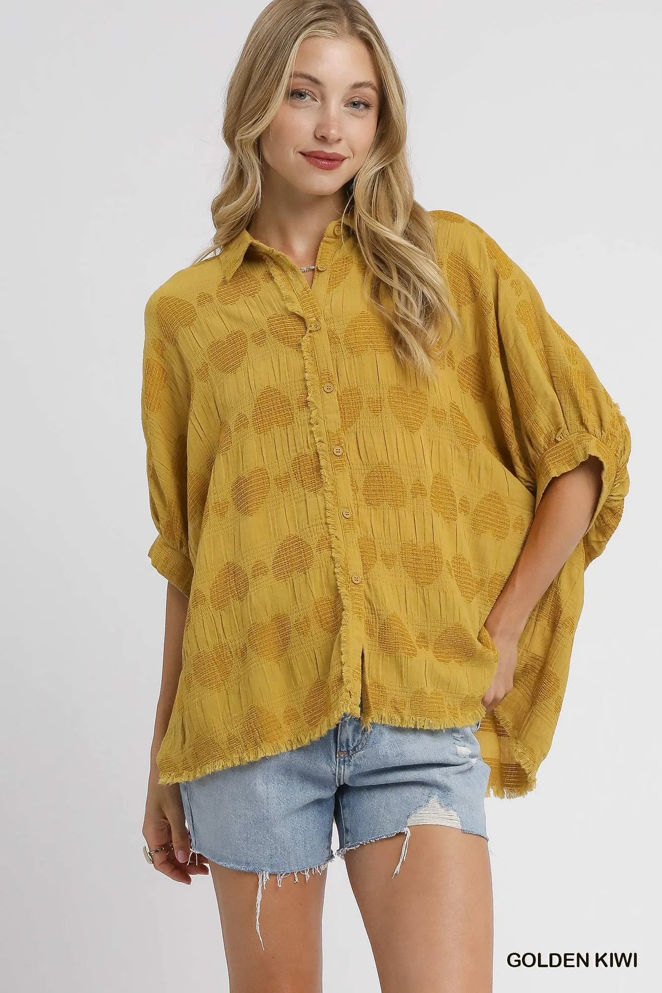 Image of Umgee Jacquard Heart Collared Shirt | Queeble.shop