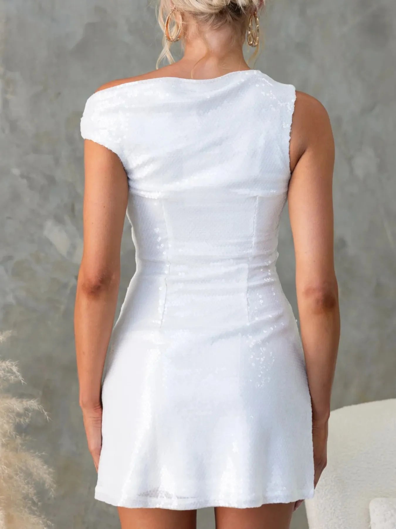 Image of Sequin Single Shoulder Mini Dress | Queeble.shop