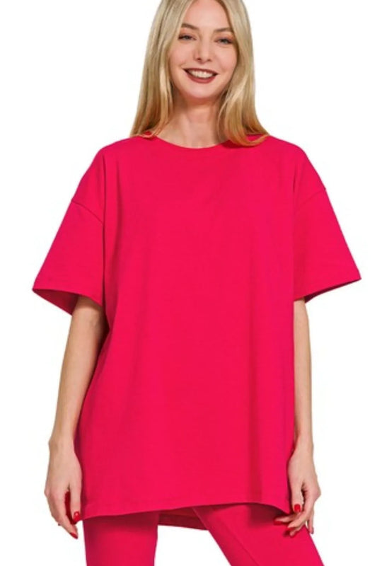 Image of Zenana Cotton Round Neck Top & Legging Set | Queeble.shop