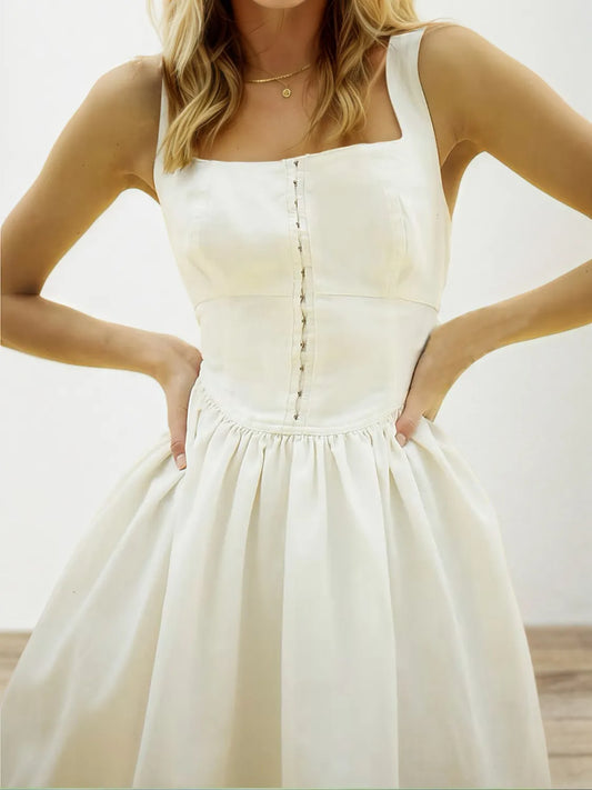 Image of Square Neck Wide Strap Mini Dress | Queeble.shop