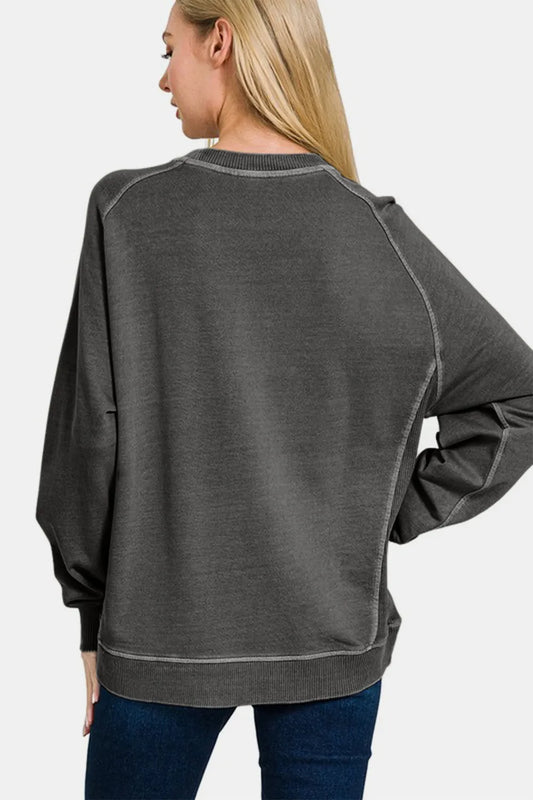 Image of Zenana Full Size Pigment Dyed French Terry Sweatshirt | Queeble.shop