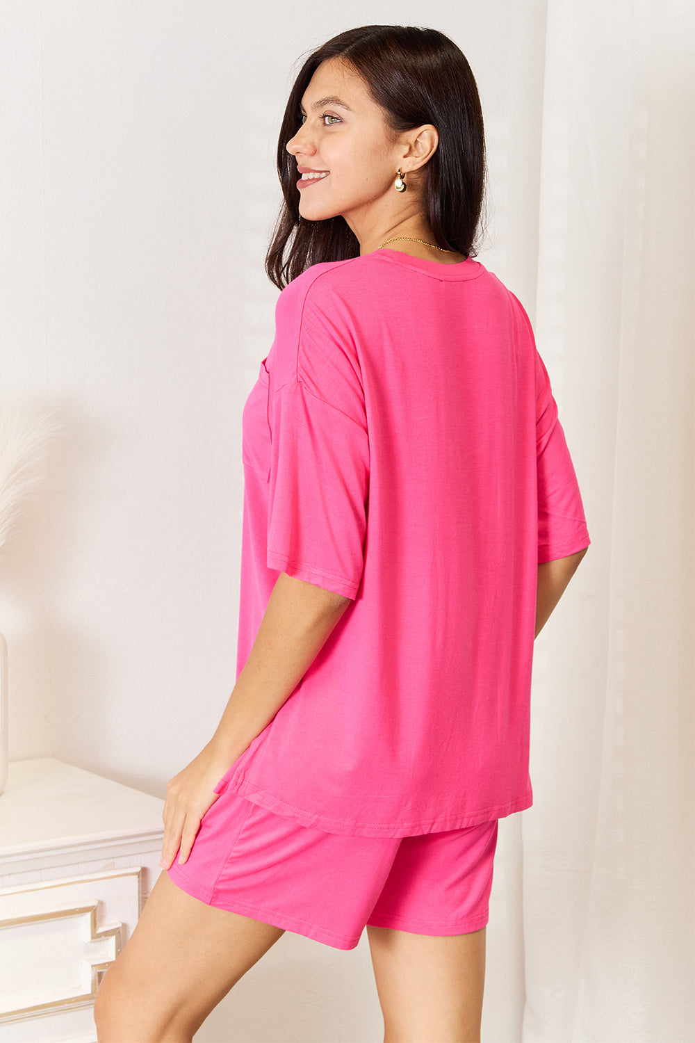 Image of Basic Bae Full Size Soft Rayon Half Sleeve Top and Shorts Set | Queeble.shop