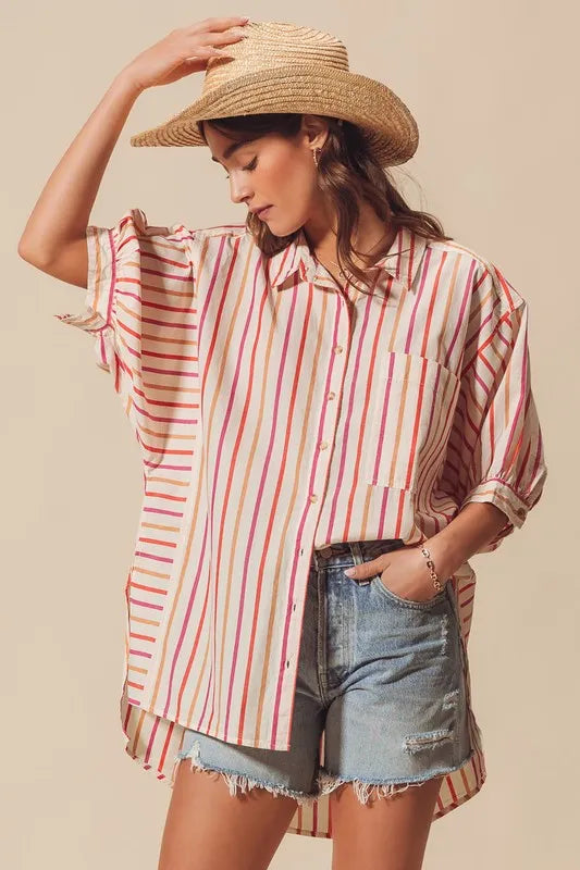 Image of SO ME Multicolored Stripe Button Down Shirt | Queeble.shop