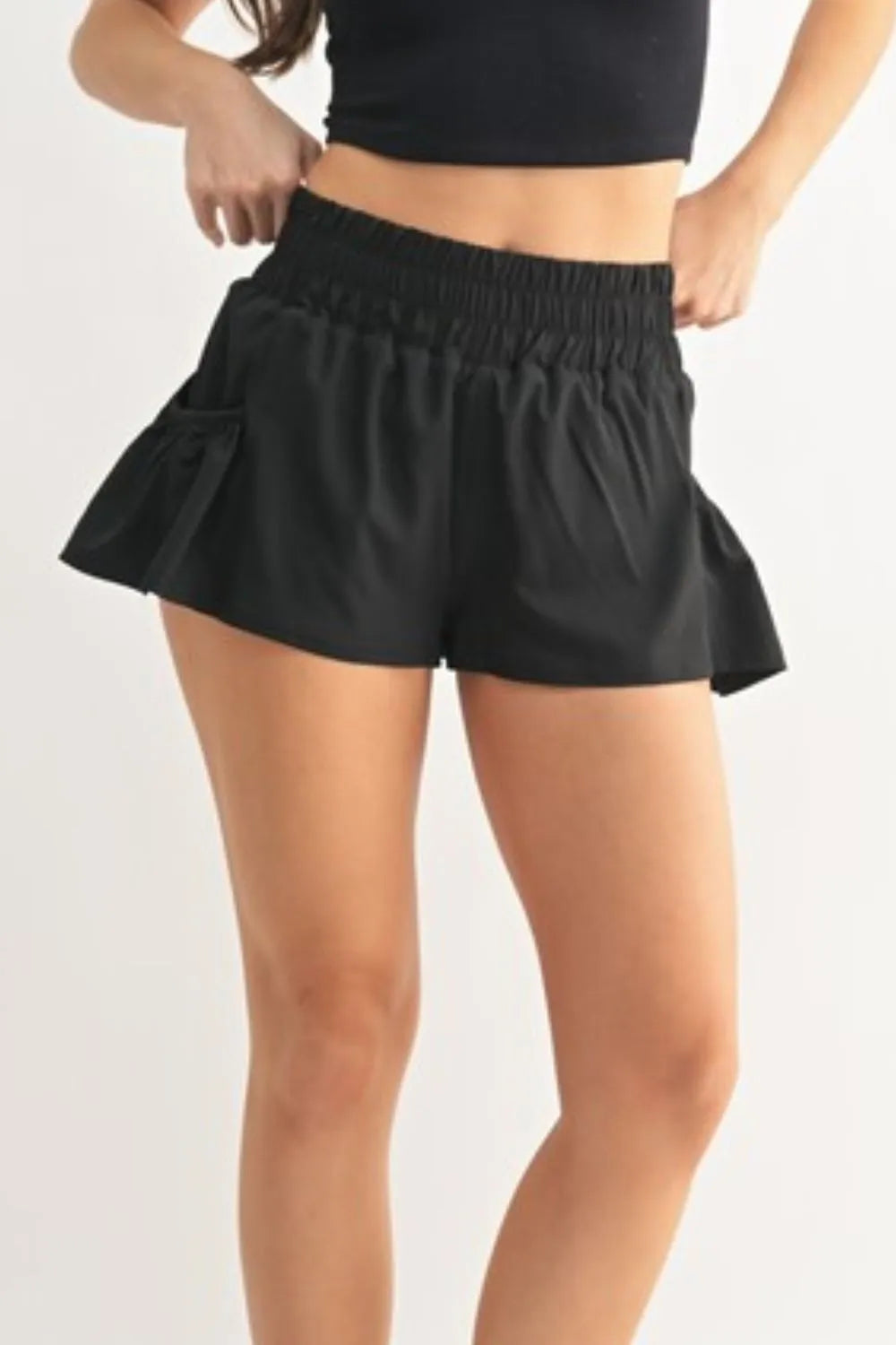 Image of MONO B Smocked High Waist Shorts | Queeble.shop