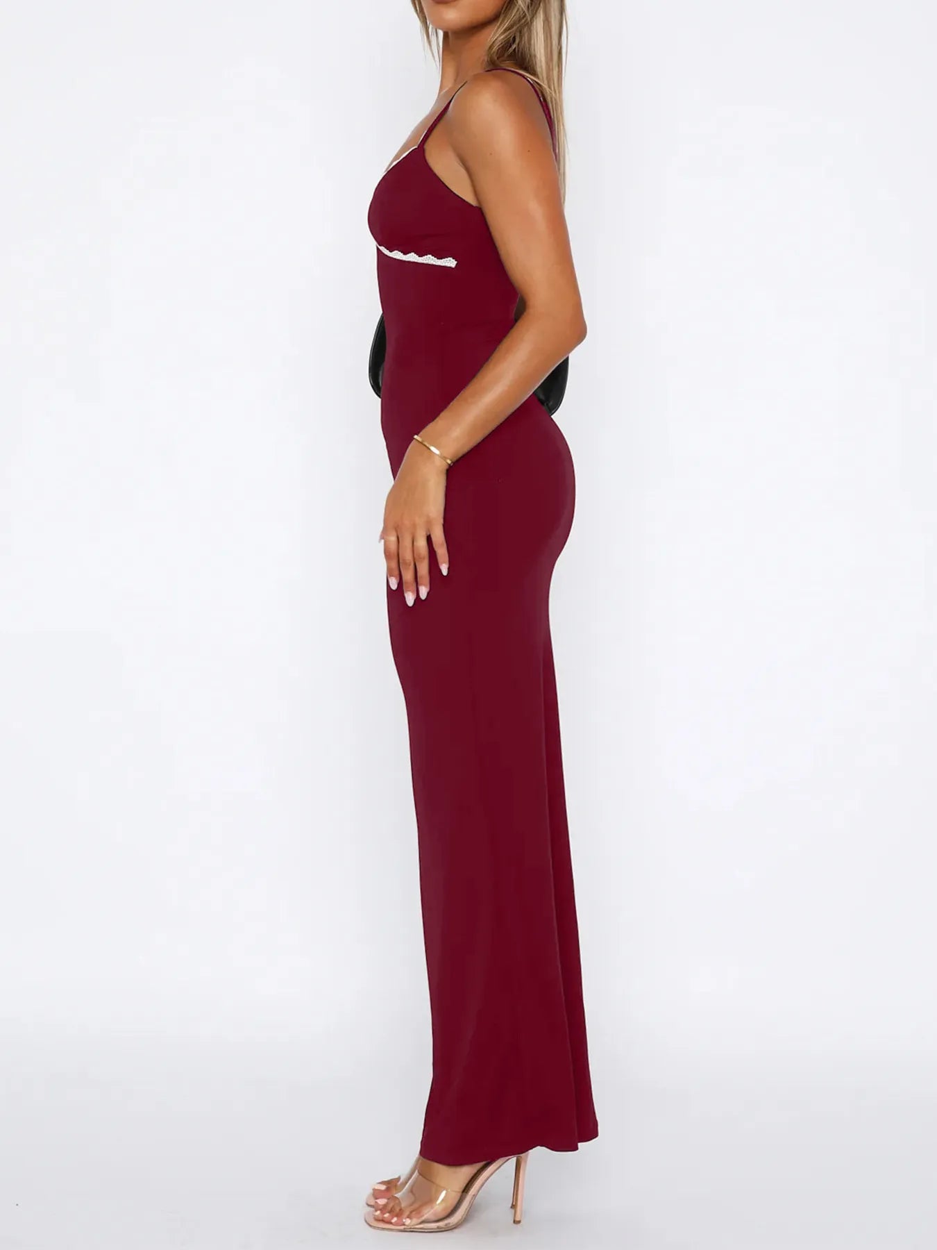 Image of Lace Detail Slim Fit Bodycon Maxi Dress | Queeble.shop