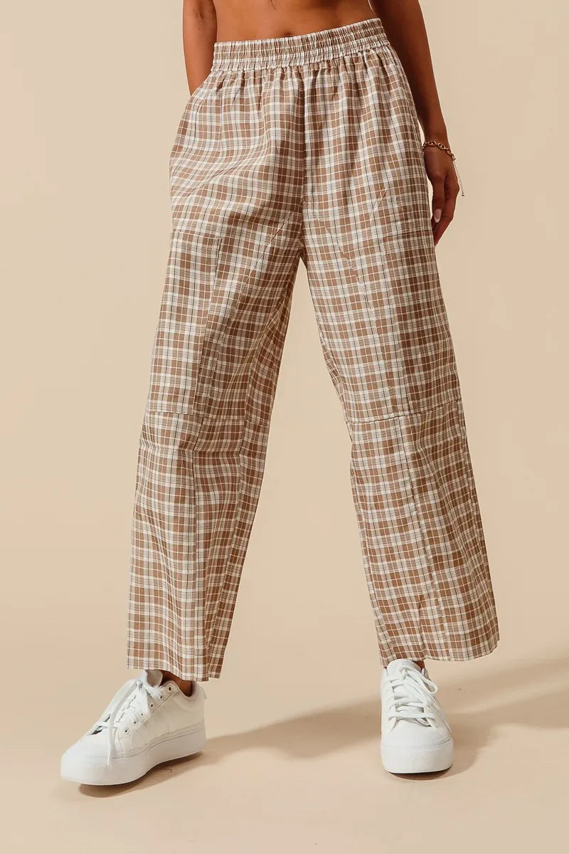 Image of SO ME Check Plaid Wide Leg Pants with Big Patch Pockets | Queeble.shop