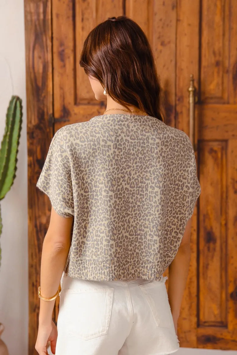 Image of SO ME Leopard Print Button Front Sweater Cardigan | Queeble.shop