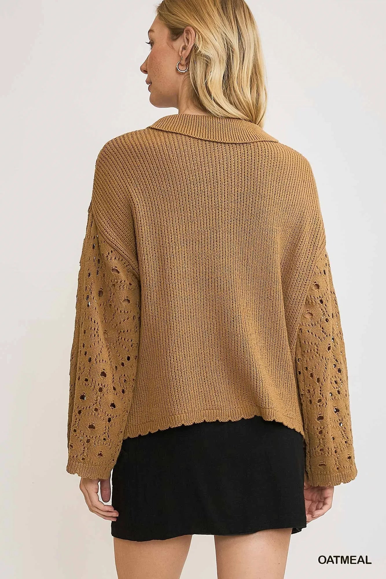 Image of Umgee Crochet Button Down Knit Cardigan | Queeble.shop
