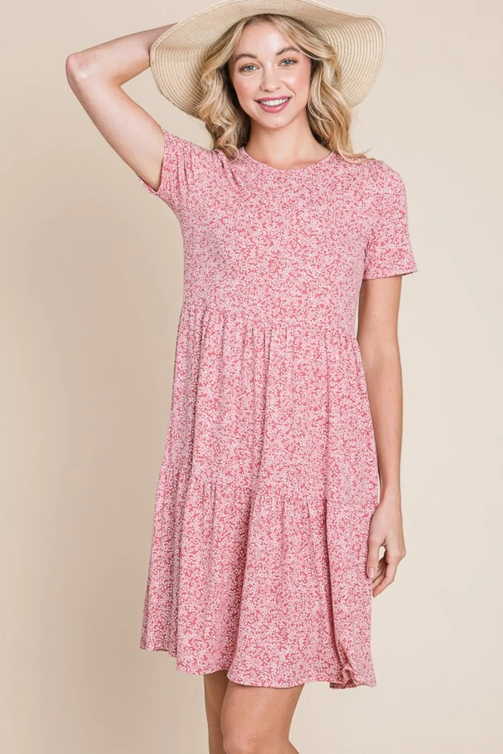 Image of BOMBOM Printed Short Sleeve Mini Dress | Queeble.shop