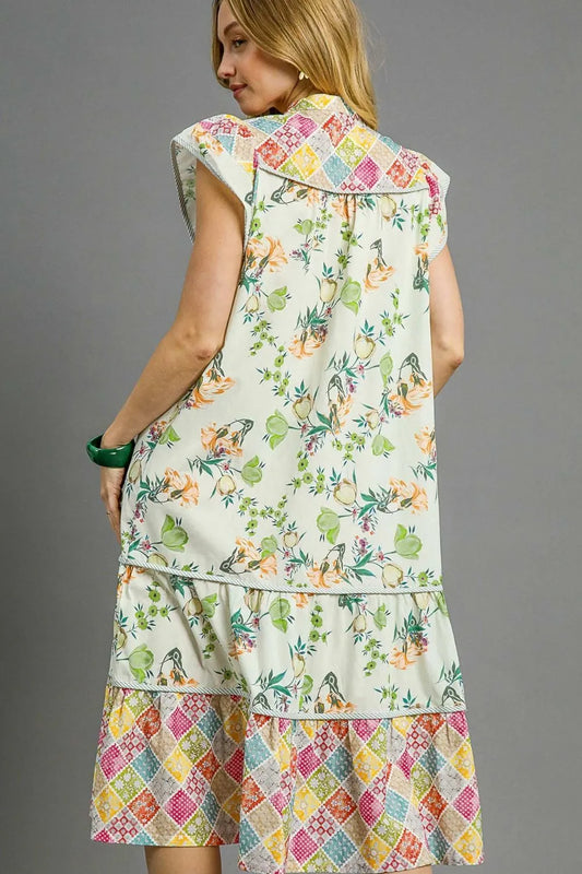 Image of Umgee Patchwork Garden Midi Dress | Queeble.shop