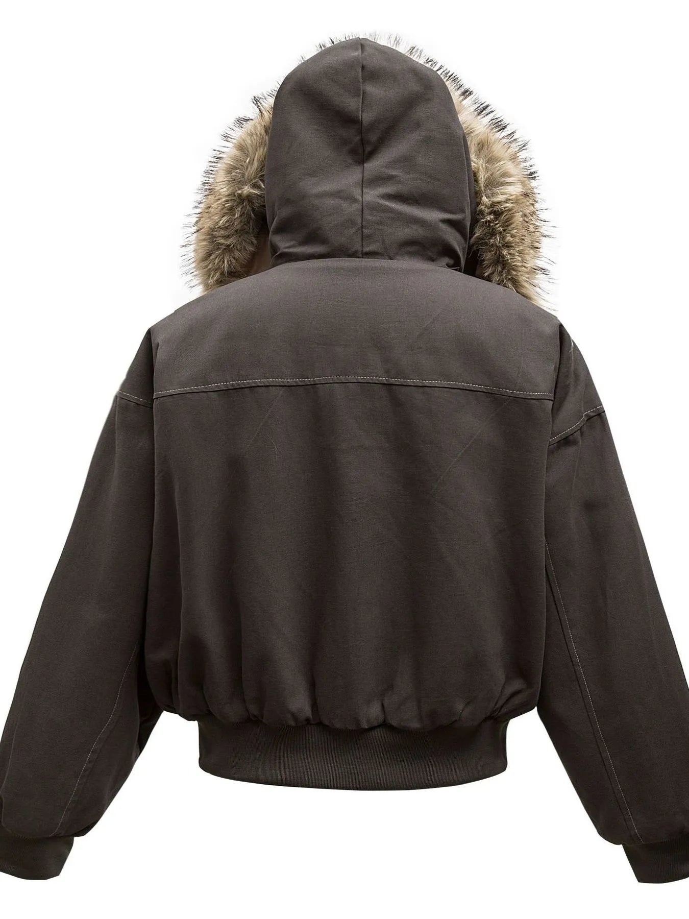 Image of Men's Faux Fur Hooded Zip Up Jacket | Queeble.shop