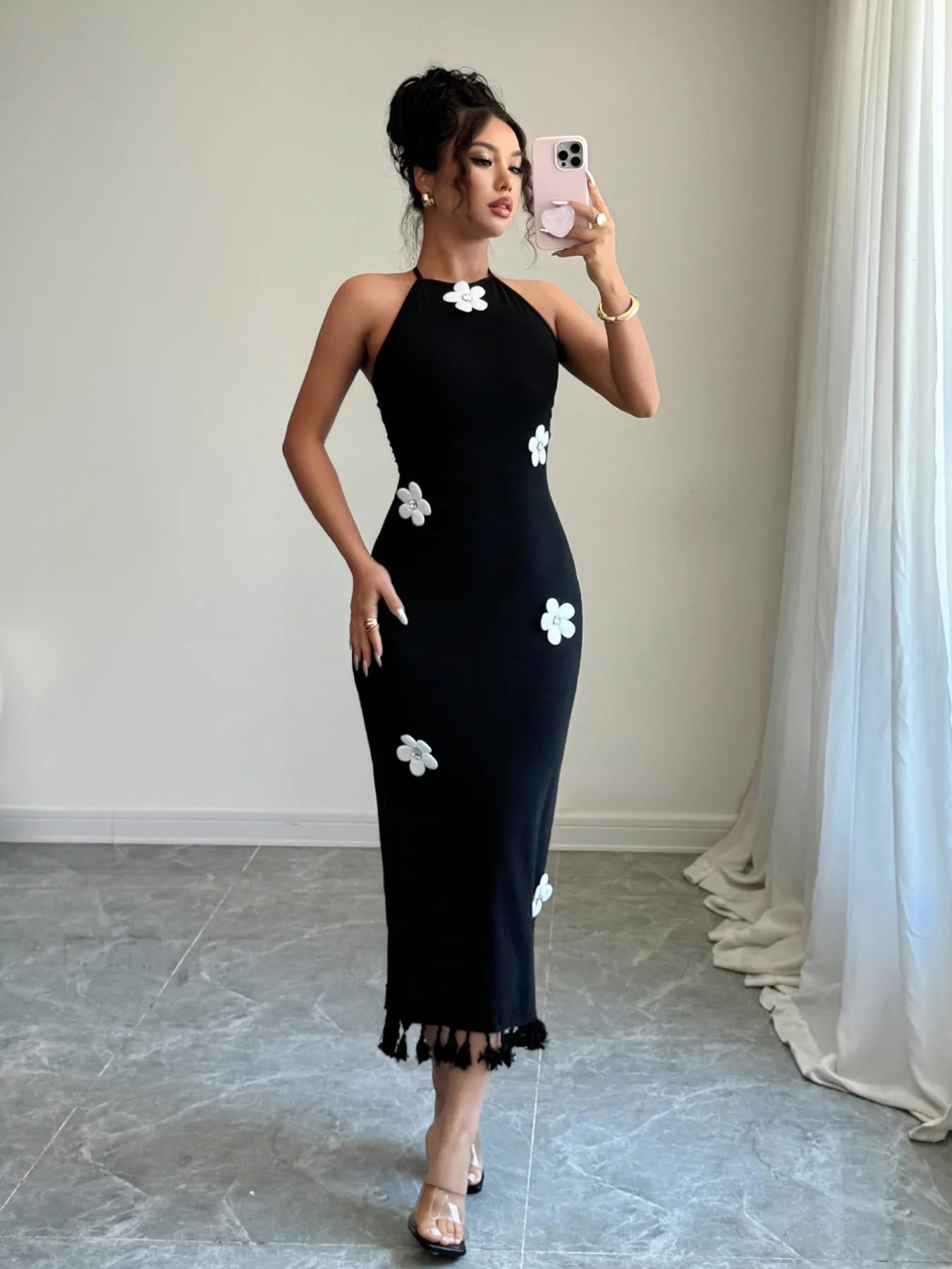 Image of Flower Halter Neck Dress | Queeble.shop
