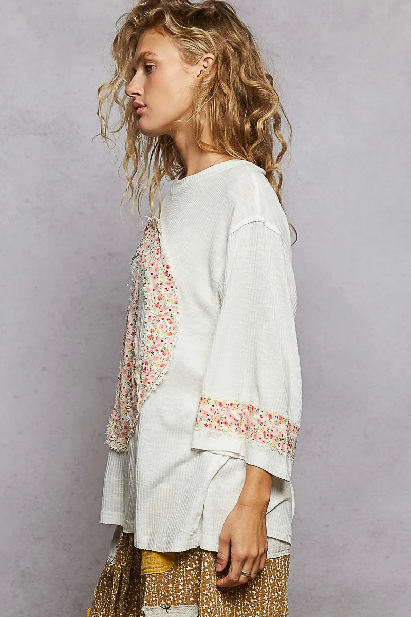 Image of POL Floral Peace Patch Drop Shoulder T-Shirt | Queeble.shop
