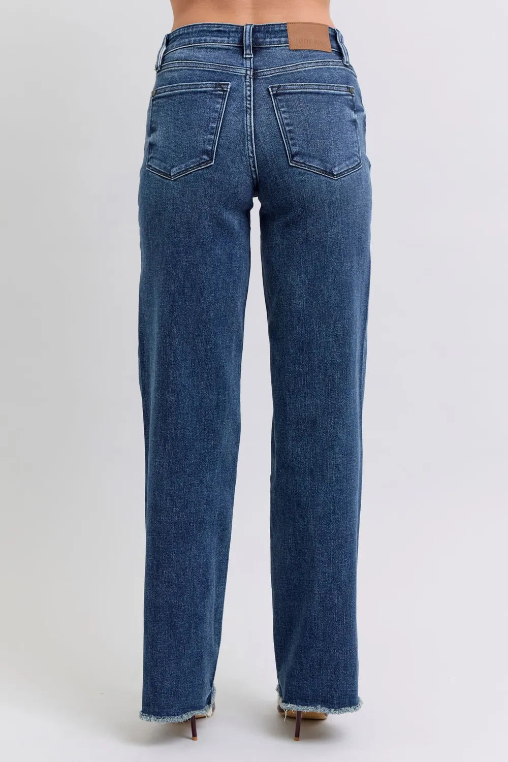 Image of Judy Blue Full Size Raw Hem Mid Rise Jeans | Queeble.shop