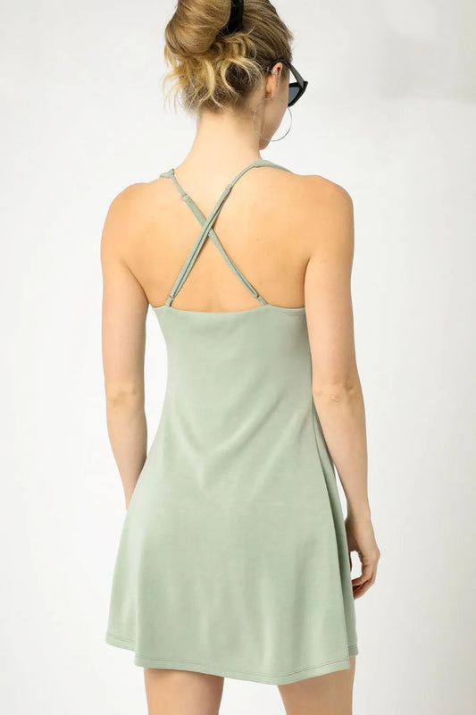 Image of Umgee Crisscross Square Neck Active Dress | Queeble.shop