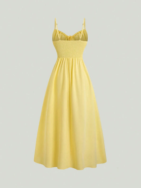 Image of Smocked Back Slit Cami Dress | Queeble.shop