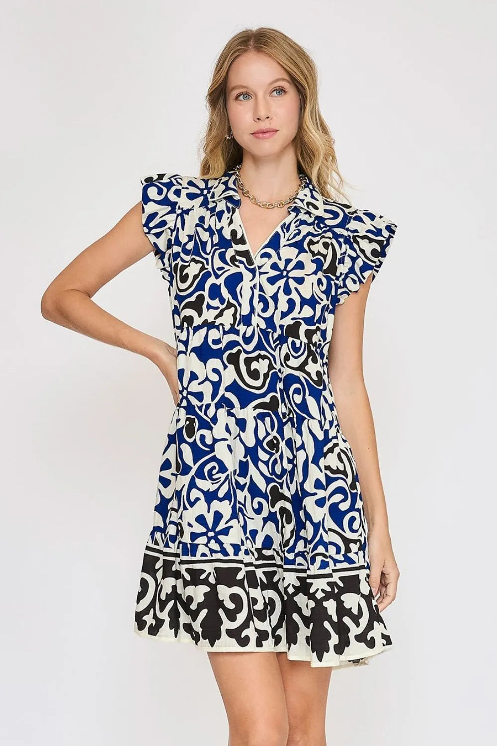 Image of Umgee Floral Ruffled Cap Sleeve Tiered Dress | Queeble.shop