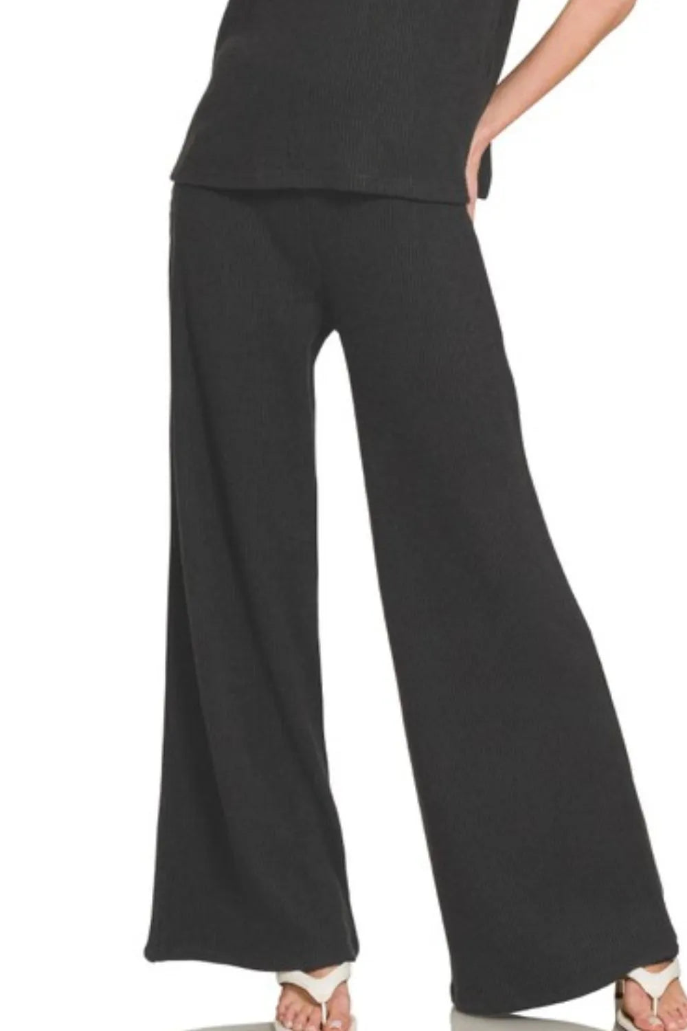 Image of Zenana Rolled Sleeve Top and Pants Sweater Set | Queeble.shop