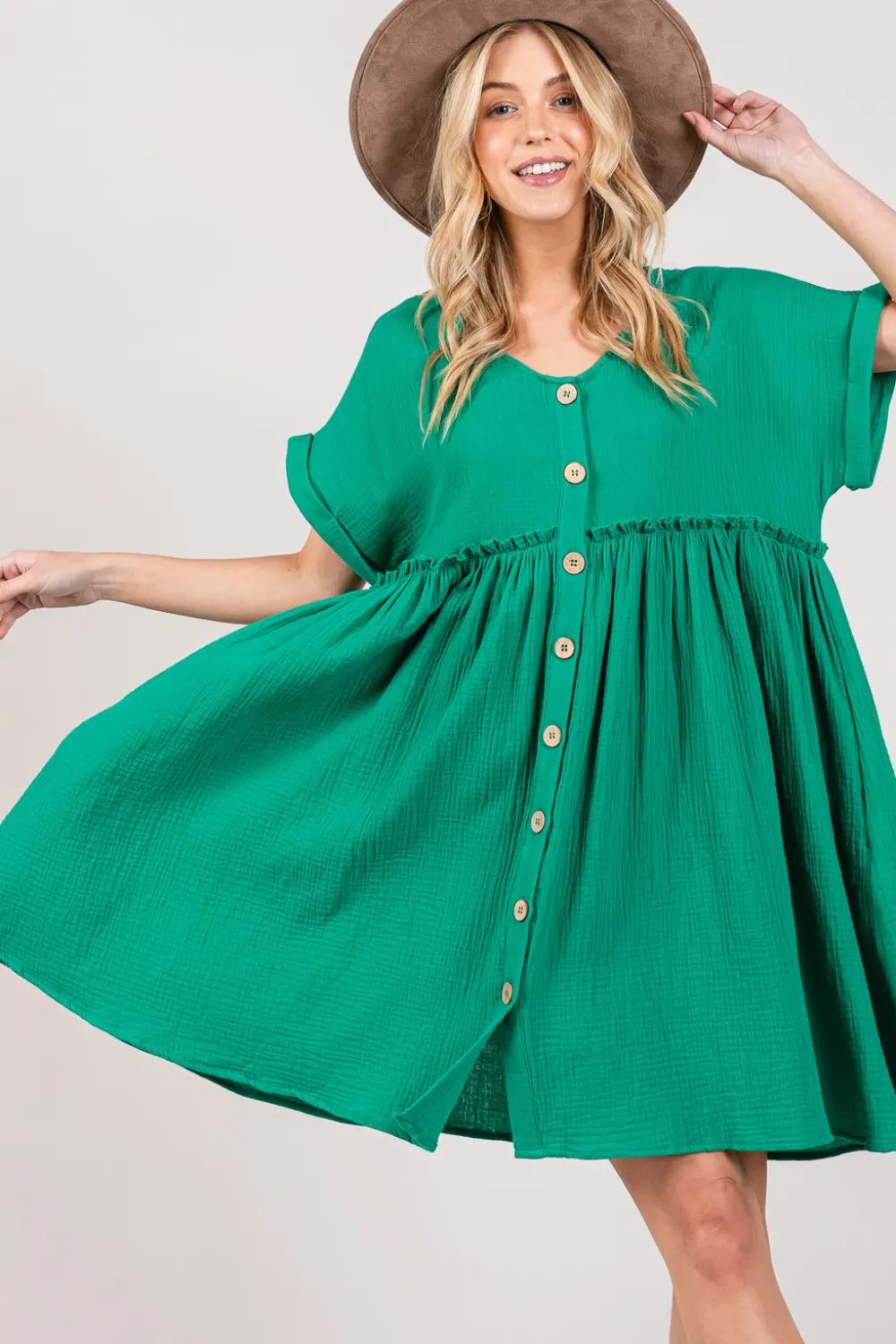 Image of SAGE + FIG Full Size Button Up Short Sleeve Dress | Queeble.shop