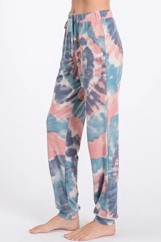 Image of BiBi Tie Dye French Terry Casual Pants | Queeble.shop