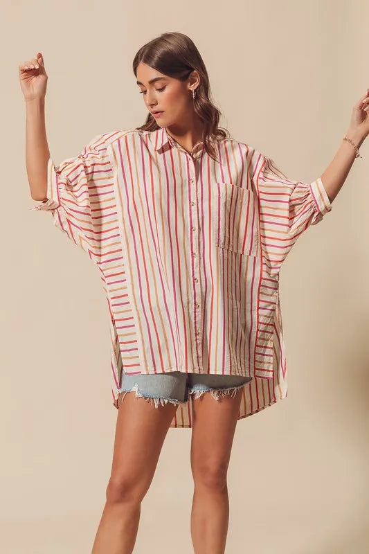 Image of SO ME Multicolored Stripe Button Down Shirt | Queeble.shop