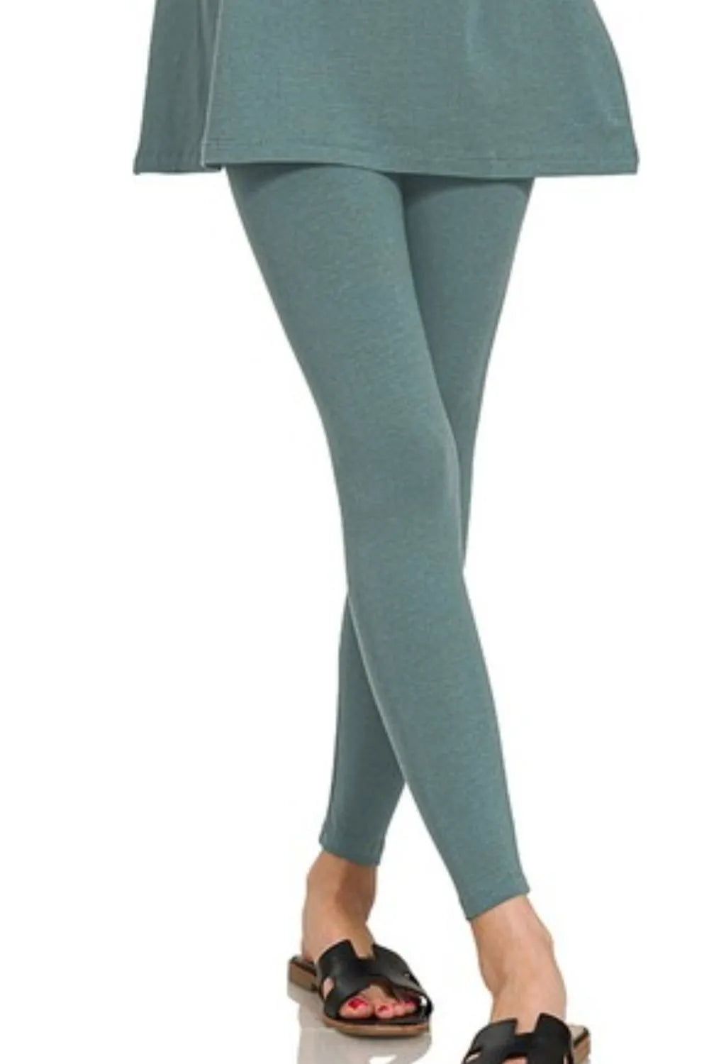 Image of Zenana Cotton Round Neck Top & Legging Set | Queeble.shop
