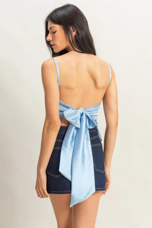 Image of HYFVE Satin Back Tie Detail Cami | Queeble.shop