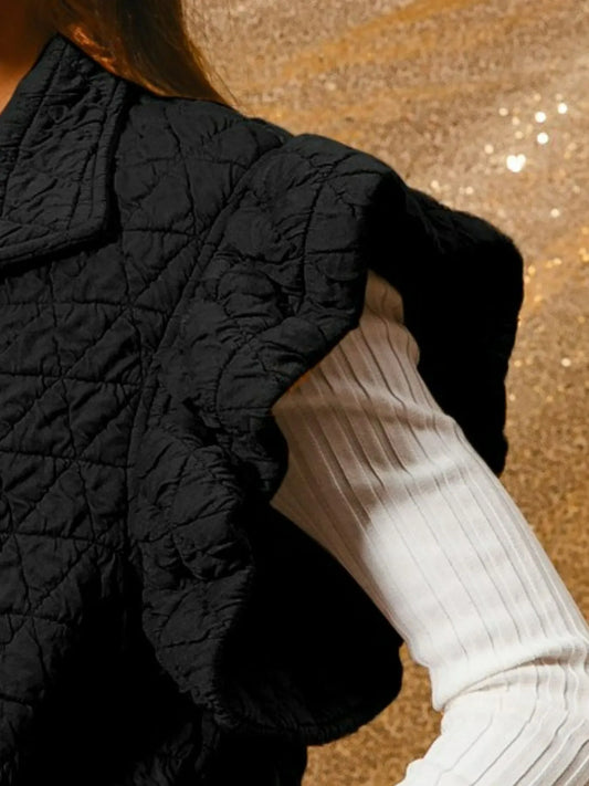 Image of BiBi Quilting Knit Ruffle Sleeve Vest | Queeble.shop