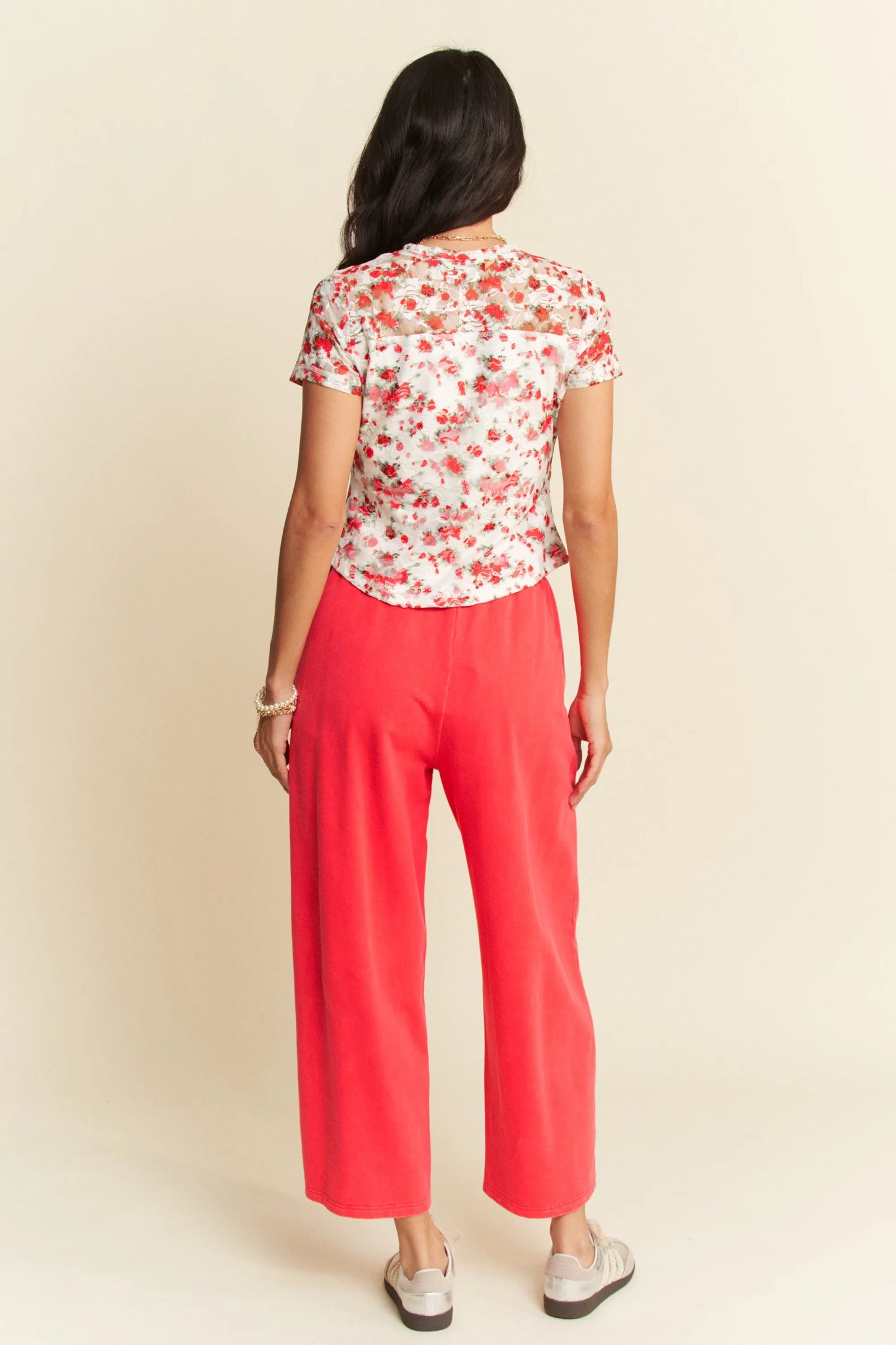 Image of Davi & Dani Ribbon Short Sleeve Layered Mesh Top | Queeble.shop