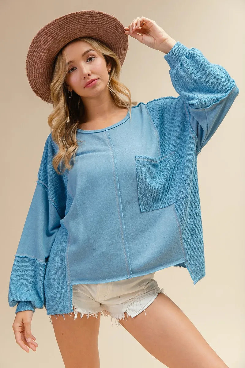 Image of BiBi Oversized Pocket Front Sweatshirt | Queeble.shop