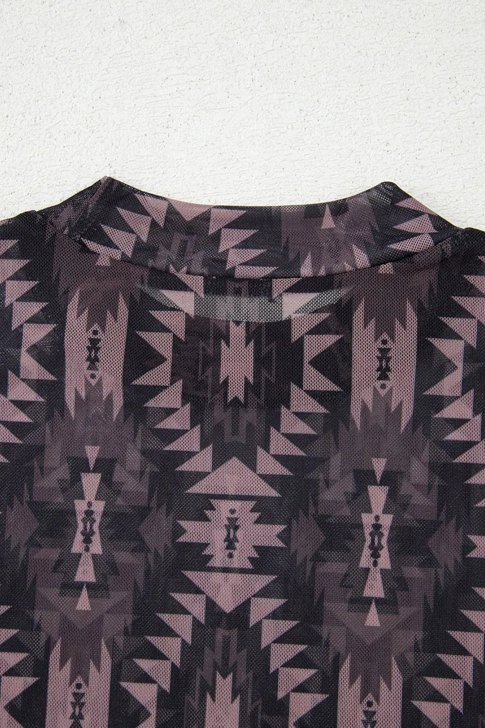 Image of Aztec Print Mock Neck Short Sleeve Mesh T Shirt | Queeble.shop