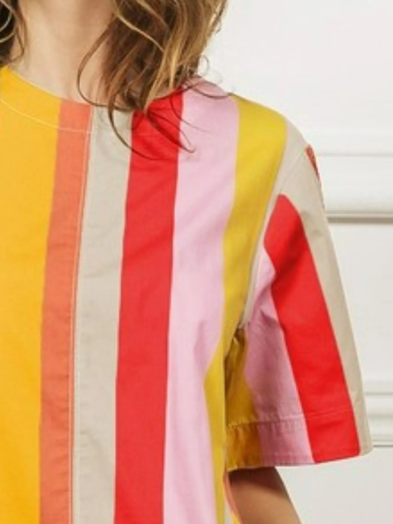 Image of BiBi Multi Stripe Woven Flared Midi Dress | Queeble.shop