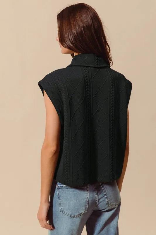Image of SO ME Cable Quilting Stitch Button Up Knit Vest | Queeble.shop