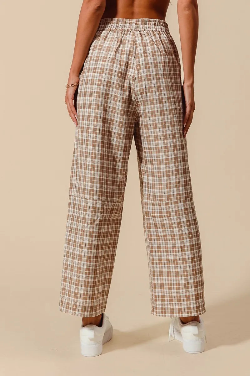 Image of SO ME Check Plaid Wide Leg Pants with Big Patch Pockets | Queeble.shop