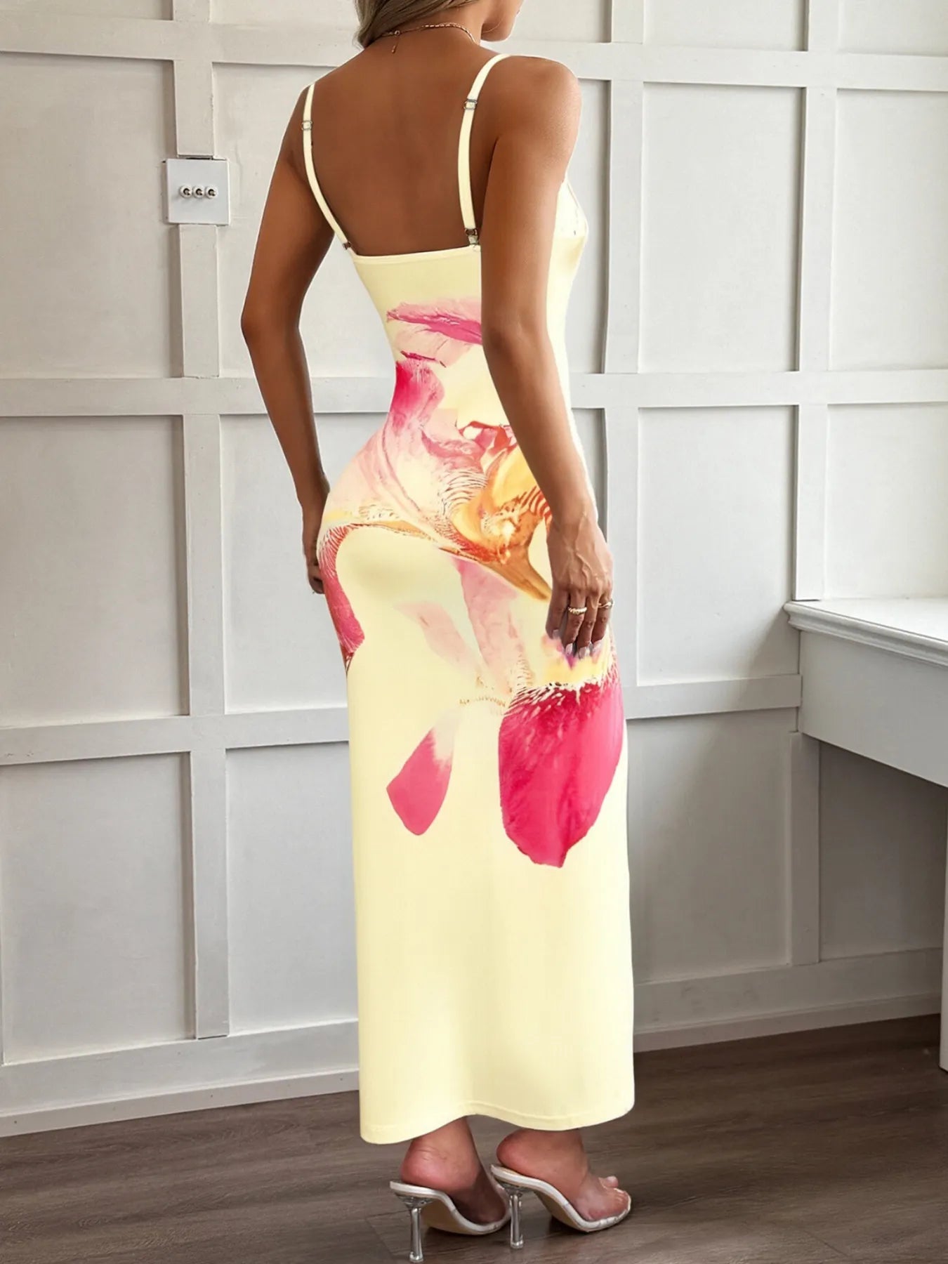 Image of Printed Bodycon Spaghetti Strap Maxi Dress | Queeble.shop