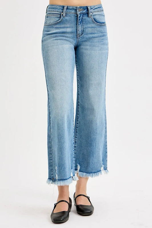 Image of RISEN Full Size Mid Rise Crop Wide Leg Jeans Plus Size | Queeble.shop