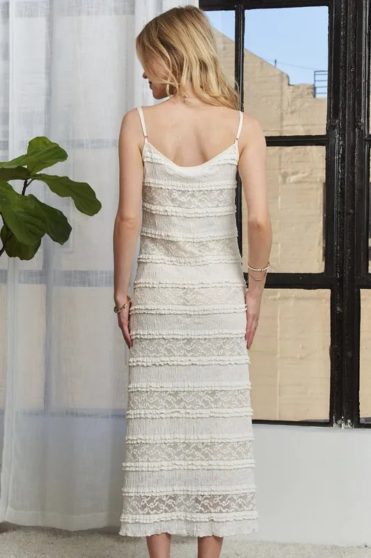 Image of ADORA Lace Scoop Neck Midi Cami Dress | Queeble.shop